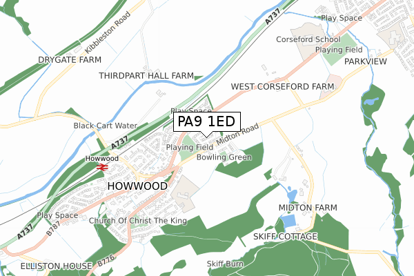 PA9 1ED map - small scale - OS Open Zoomstack (Ordnance Survey)