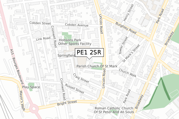 PE1 2SR map - large scale - OS Open Zoomstack (Ordnance Survey) PE1 2SR map - large scale - OS Open Zoomstack (Ordnance Survey)