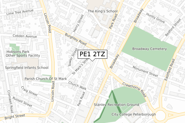 PE1 2TZ map - large scale - OS Open Zoomstack (Ordnance Survey) PE1 2TZ map - large scale - OS Open Zoomstack (Ordnance Survey)