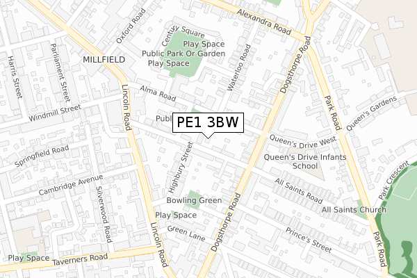 PE1 3BW map - large scale - OS Open Zoomstack (Ordnance Survey) PE1 3BW map - large scale - OS Open Zoomstack (Ordnance Survey)