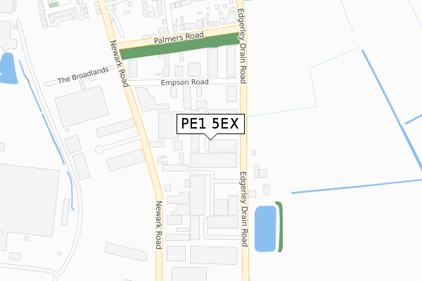 PE1 5EX map - large scale - OS Open Zoomstack (Ordnance Survey)