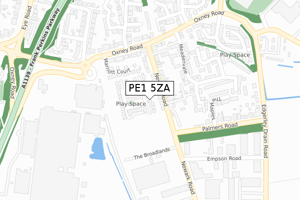 PE1 5ZA map - large scale - OS Open Zoomstack (Ordnance Survey)
