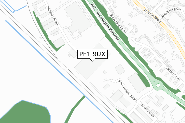 PE1 9UX map - large scale - OS Open Zoomstack (Ordnance Survey)