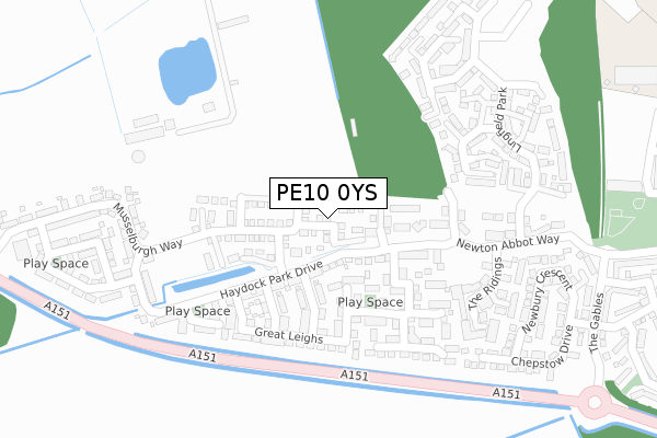 PE10 0YS map - large scale - OS Open Zoomstack (Ordnance Survey)
