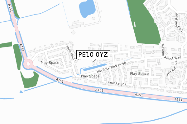 PE10 0YZ map - large scale - OS Open Zoomstack (Ordnance Survey)