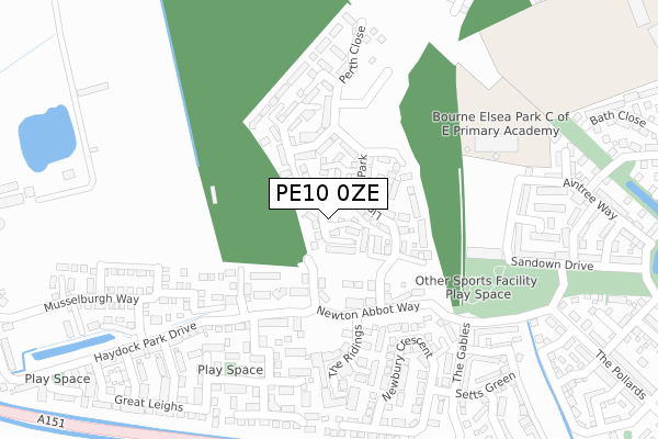 PE10 0ZE map - large scale - OS Open Zoomstack (Ordnance Survey)