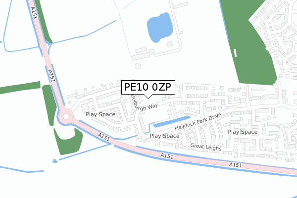 PE10 0ZP map - large scale - OS Open Zoomstack (Ordnance Survey)