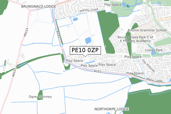 PE10 0ZP map - small scale - OS Open Zoomstack (Ordnance Survey)