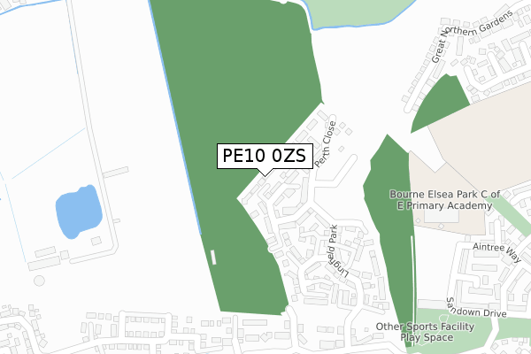 PE10 0ZS map - large scale - OS Open Zoomstack (Ordnance Survey)