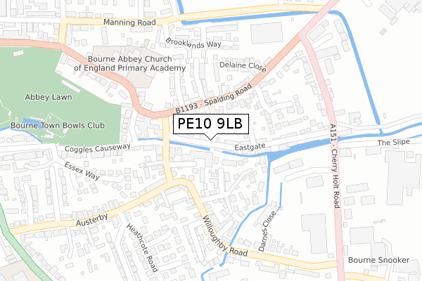 PE10 9LB map - large scale - OS Open Zoomstack (Ordnance Survey)