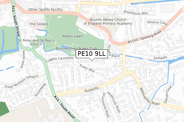 PE10 9LL map - large scale - OS Open Zoomstack (Ordnance Survey)