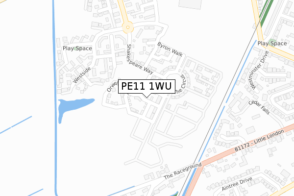 PE11 1WU map - large scale - OS Open Zoomstack (Ordnance Survey)