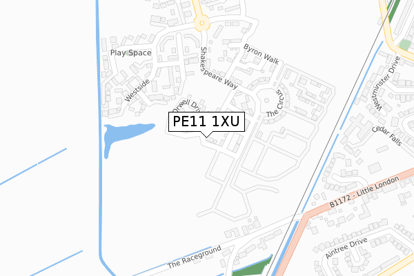 PE11 1XU map - large scale - OS Open Zoomstack (Ordnance Survey)