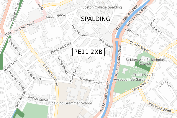 PE11 2XB map - large scale - OS Open Zoomstack (Ordnance Survey) PE11 2XB map - large scale - OS Open Zoomstack (Ordnance Survey)