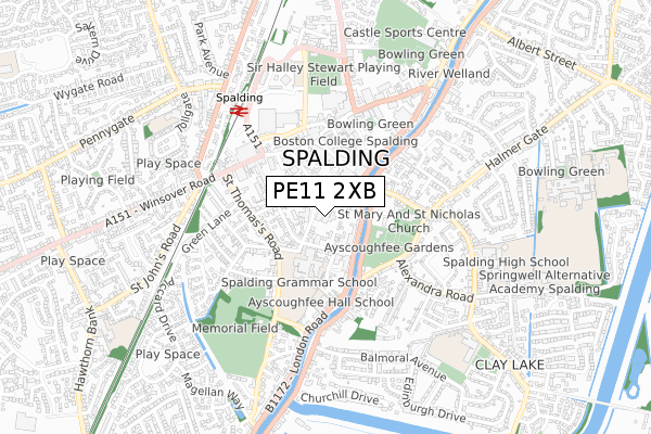 PE11 2XB map - small scale - OS Open Zoomstack (Ordnance Survey) PE11 2XB map - small scale - OS Open Zoomstack (Ordnance Survey)