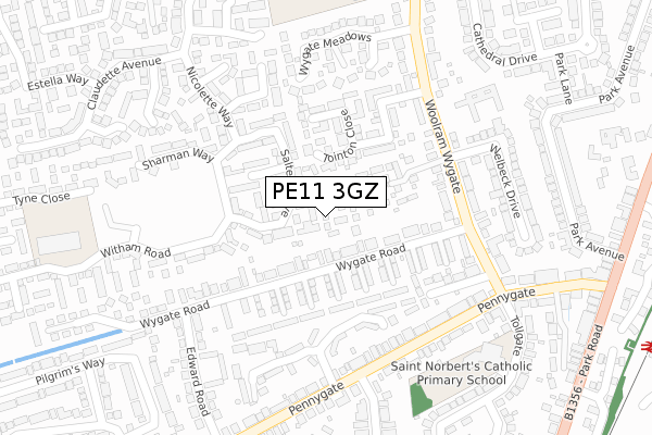 PE11 3GZ map - large scale - OS Open Zoomstack (Ordnance Survey) PE11 3GZ map - large scale - OS Open Zoomstack (Ordnance Survey)