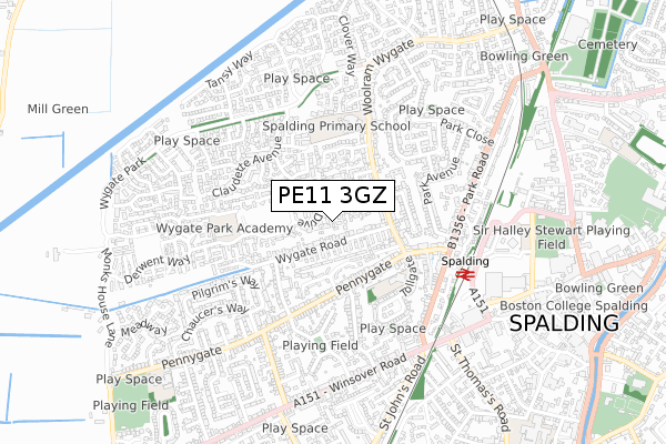 PE11 3GZ map - small scale - OS Open Zoomstack (Ordnance Survey) PE11 3GZ map - small scale - OS Open Zoomstack (Ordnance Survey)