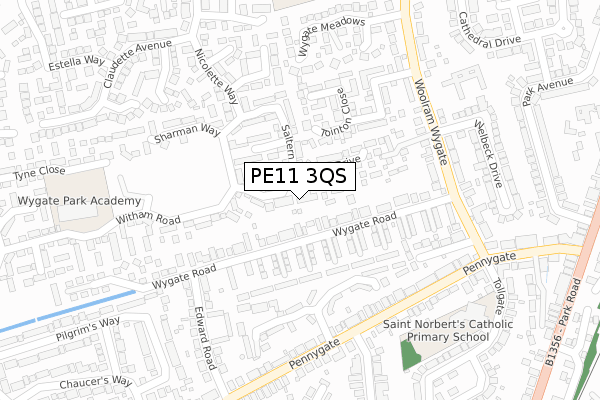 PE11 3QS map - large scale - OS Open Zoomstack (Ordnance Survey) PE11 3QS map - large scale - OS Open Zoomstack (Ordnance Survey)