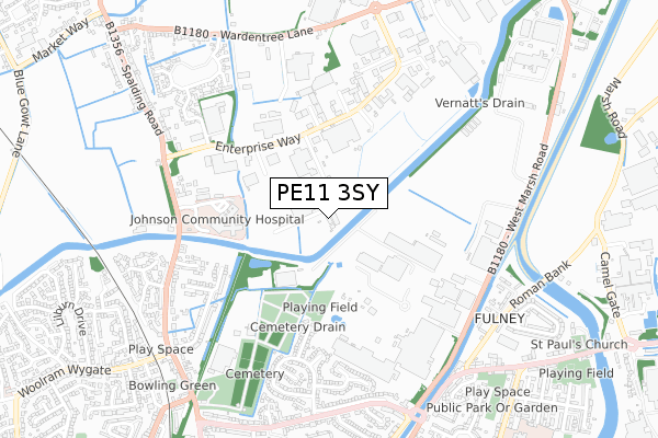PE11 3SY map - small scale - OS Open Zoomstack (Ordnance Survey)
