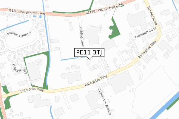 PE11 3TJ map - large scale - OS Open Zoomstack (Ordnance Survey)