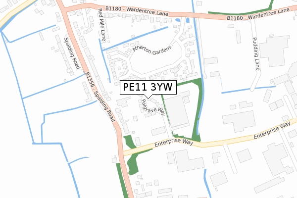PE11 3YW map - large scale - OS Open Zoomstack (Ordnance Survey)