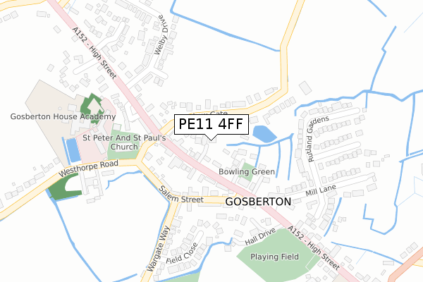 PE11 4FF map - large scale - OS Open Zoomstack (Ordnance Survey)