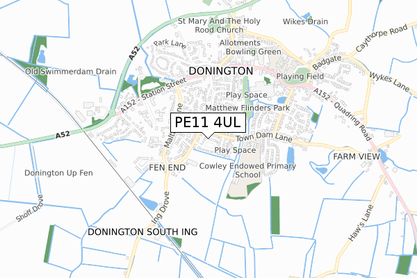 PE11 4UL map - small scale - OS Open Zoomstack (Ordnance Survey)