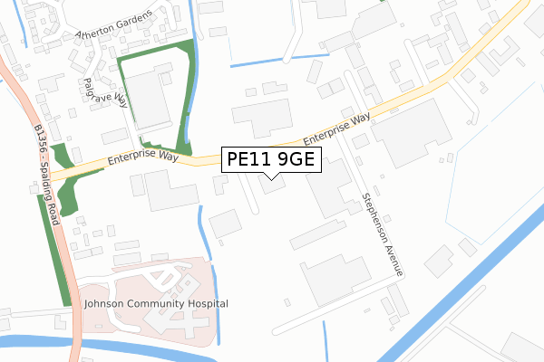 PE11 9GE map - large scale - OS Open Zoomstack (Ordnance Survey)