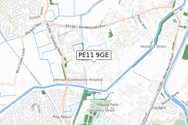 PE11 9GE map - small scale - OS Open Zoomstack (Ordnance Survey)