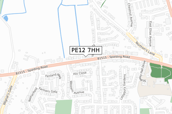 PE12 7HH map - large scale - OS Open Zoomstack (Ordnance Survey)