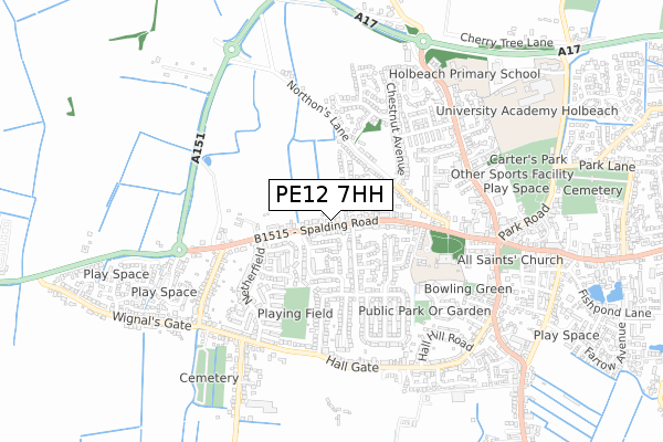 PE12 7HH map - small scale - OS Open Zoomstack (Ordnance Survey)