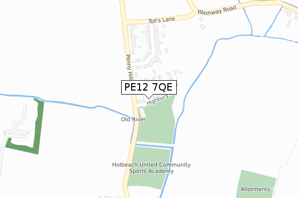 PE12 7QE map - large scale - OS Open Zoomstack (Ordnance Survey)