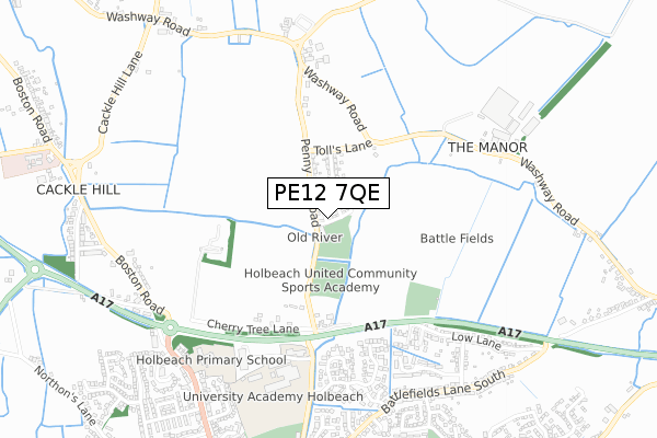 PE12 7QE map - small scale - OS Open Zoomstack (Ordnance Survey)
