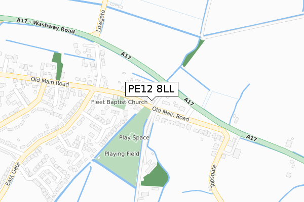 PE12 8LL map - large scale - OS Open Zoomstack (Ordnance Survey)