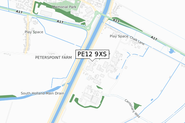 PE12 9XS map - small scale - OS Open Zoomstack (Ordnance Survey)