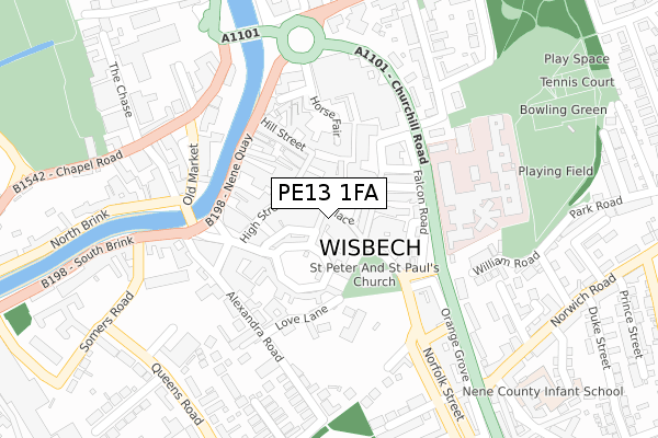 PE13 1FA map - large scale - OS Open Zoomstack (Ordnance Survey) PE13 1FA map - large scale - OS Open Zoomstack (Ordnance Survey)