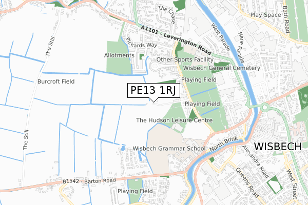 PE13 1RJ map - small scale - OS Open Zoomstack (Ordnance Survey)