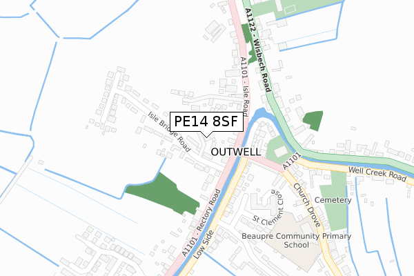 PE14 8SF map - large scale - OS Open Zoomstack (Ordnance Survey)