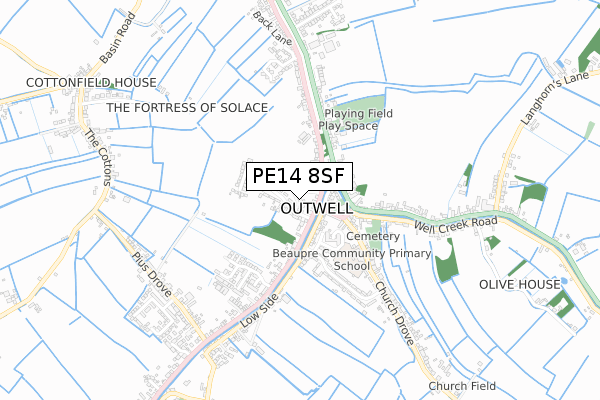 PE14 8SF map - small scale - OS Open Zoomstack (Ordnance Survey)