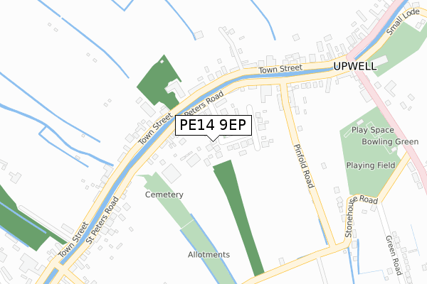 PE14 9EP map - large scale - OS Open Zoomstack (Ordnance Survey)