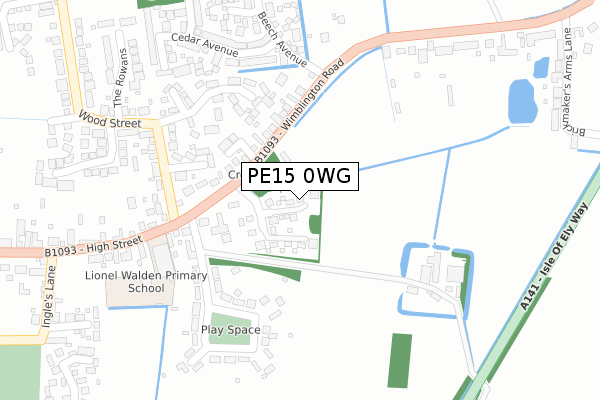 PE15 0WG map - large scale - OS Open Zoomstack (Ordnance Survey)