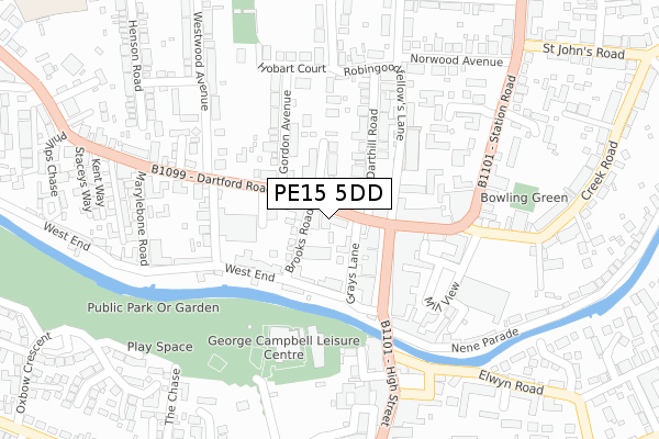 PE15 5DD map - large scale - OS Open Zoomstack (Ordnance Survey)