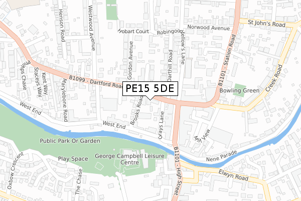 PE15 5DE map - large scale - OS Open Zoomstack (Ordnance Survey)
