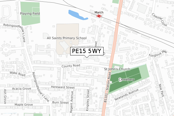 PE15 5WY map - large scale - OS Open Zoomstack (Ordnance Survey) PE15 5WY map - large scale - OS Open Zoomstack (Ordnance Survey)