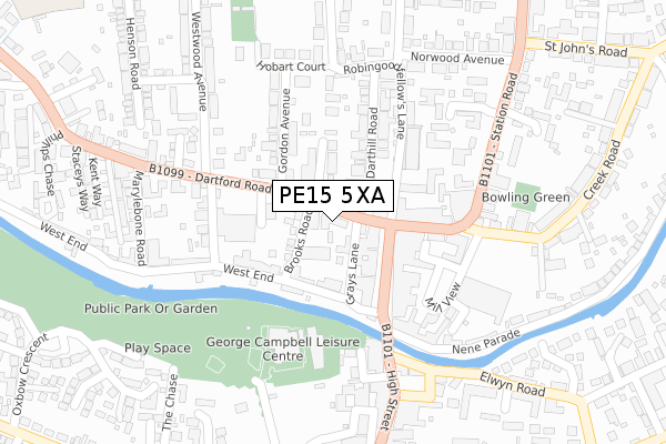 PE15 5XA map - large scale - OS Open Zoomstack (Ordnance Survey)