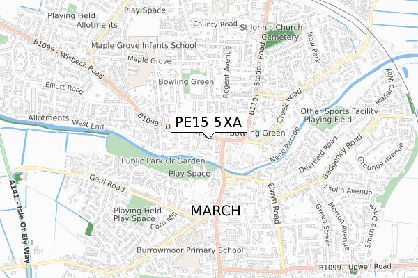 PE15 5XA map - small scale - OS Open Zoomstack (Ordnance Survey)