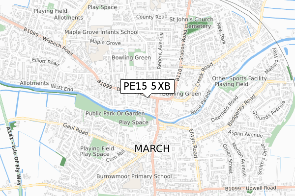 PE15 5XB map - small scale - OS Open Zoomstack (Ordnance Survey)