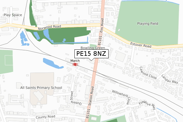 PE15 8NZ map - large scale - OS Open Zoomstack (Ordnance Survey)