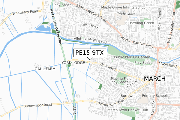 PE15 9TX map - small scale - OS Open Zoomstack (Ordnance Survey)