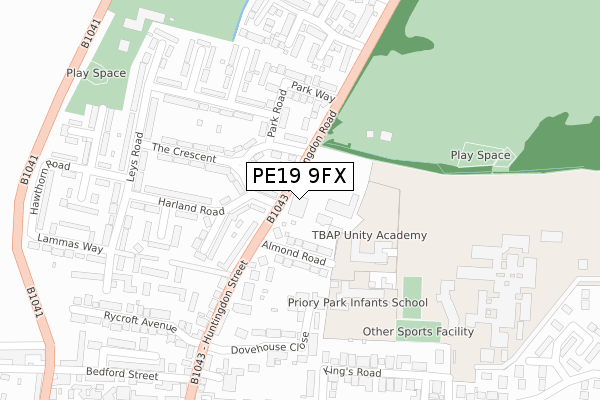 PE19 9FX map - large scale - OS Open Zoomstack (Ordnance Survey)